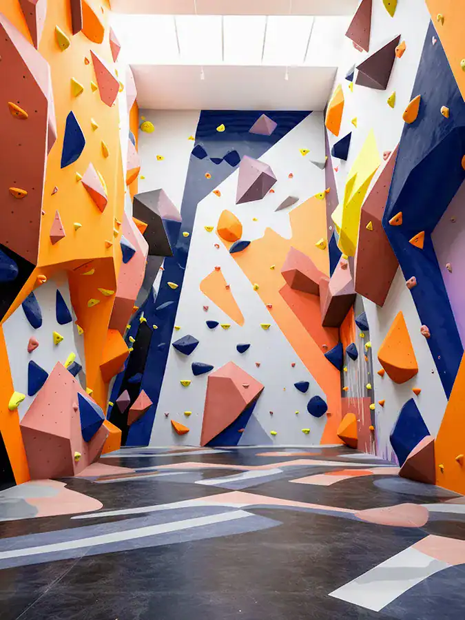 Mur d'escalade coloré